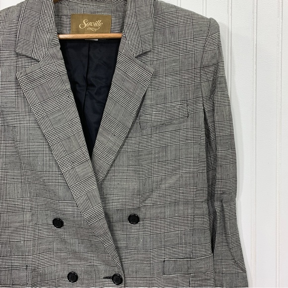 Vintage 90s houndstooth plaid double breasted blazer jacket size 10 academia - Picture 4 of 9